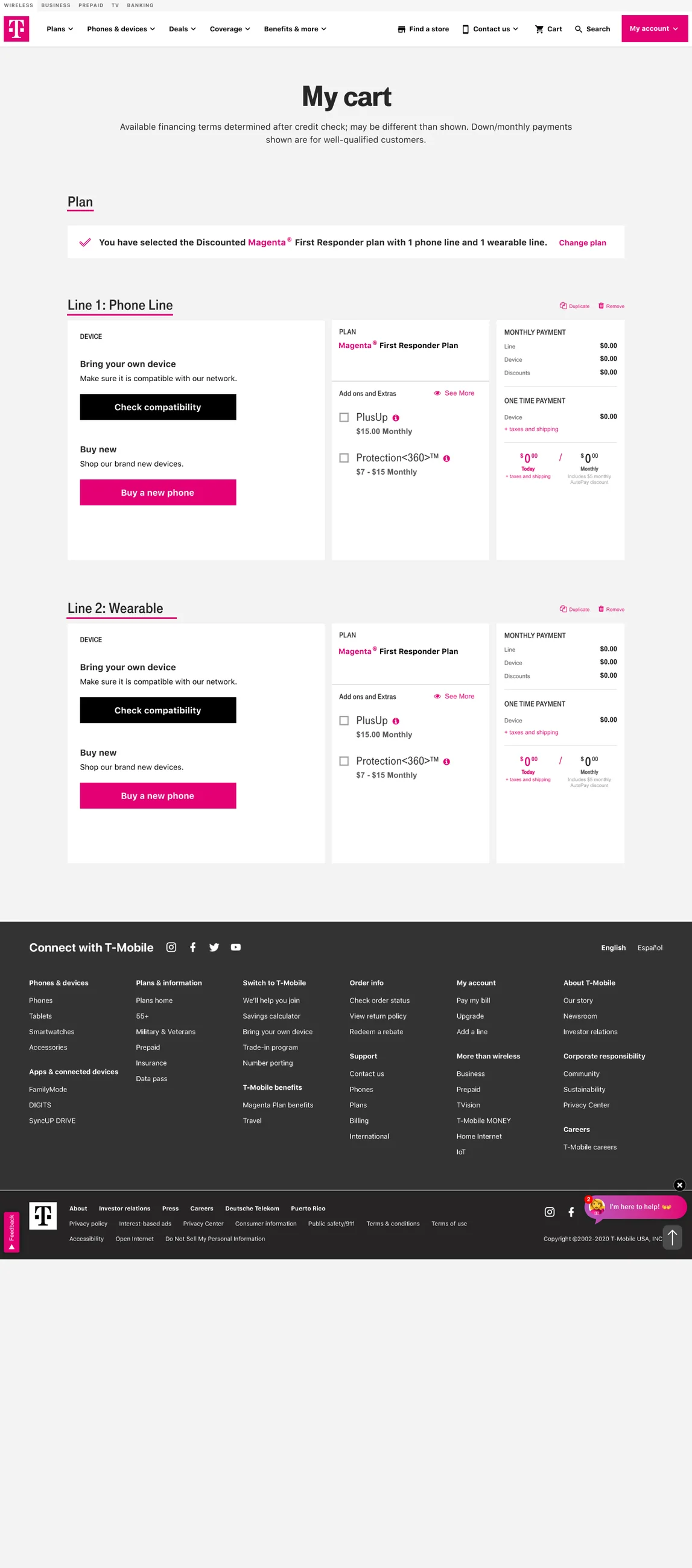 T-Mobile Purchase Simplicity visual: Cart configuration state. 02